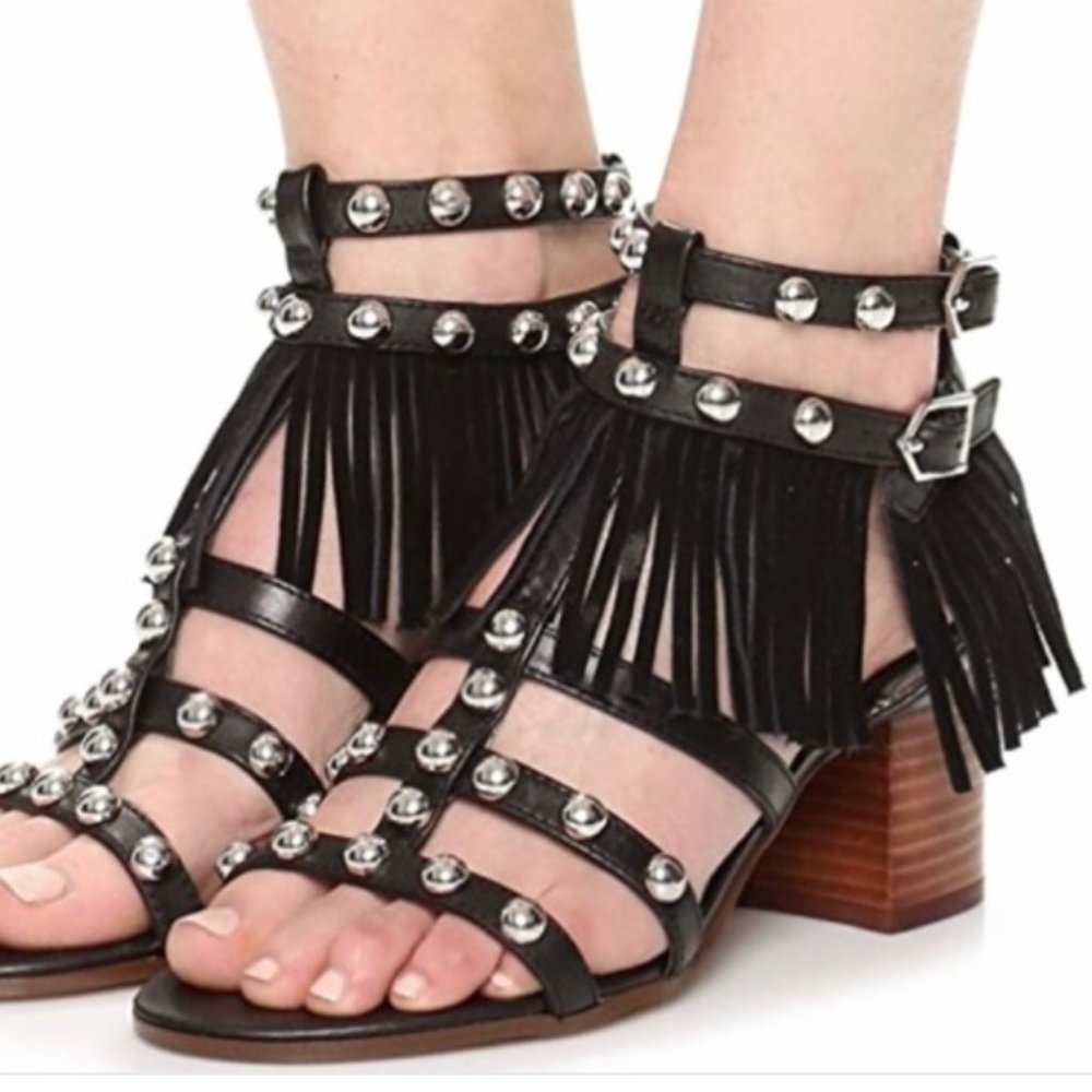Sam Edelman Shaelynn Fringe Sandals, in Black